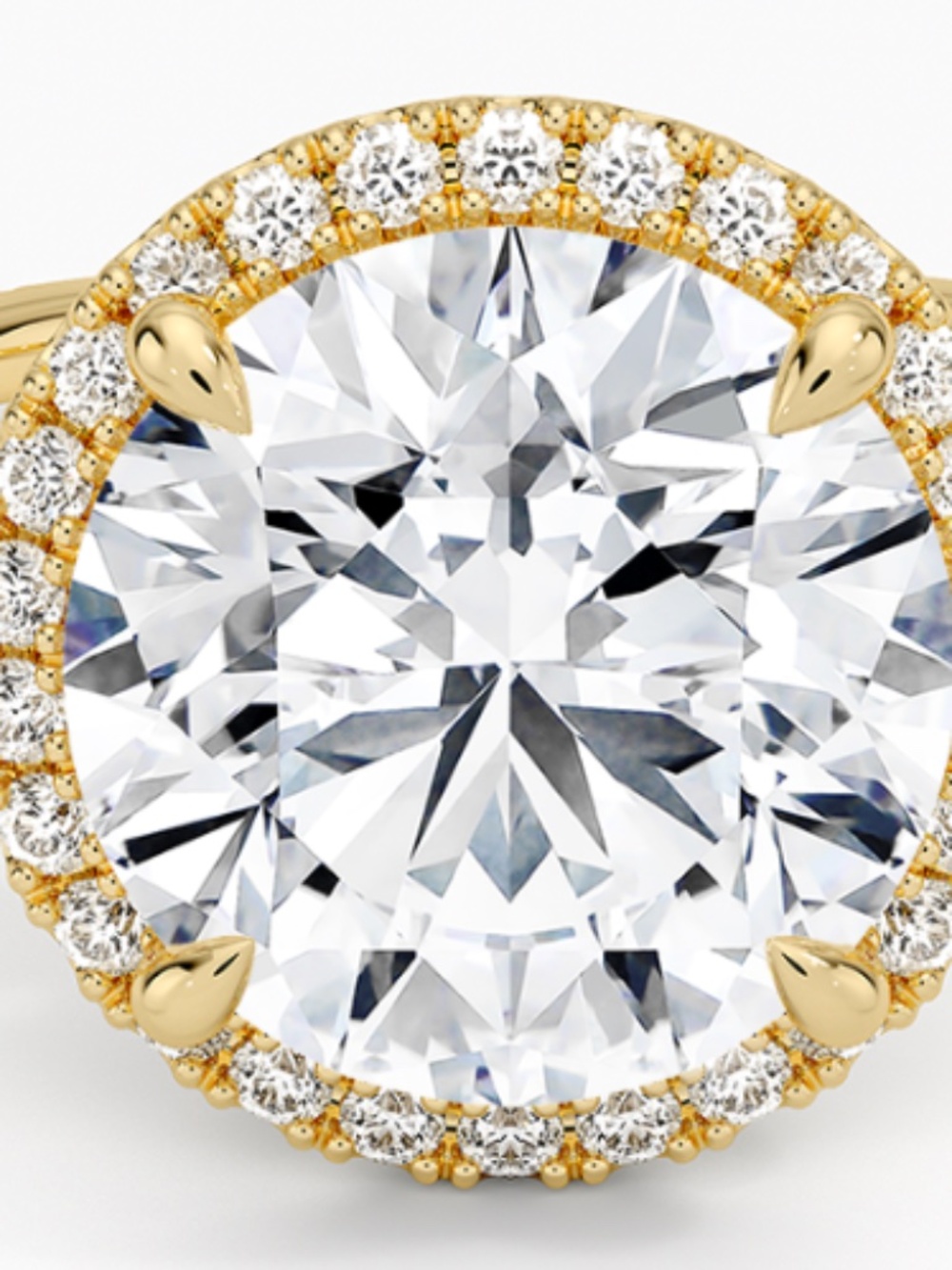 IGI Cert 4.06 E-VS1 Round Ideal-Cut Lab Diamond in 18K Halo Pave Ring Size 6.5